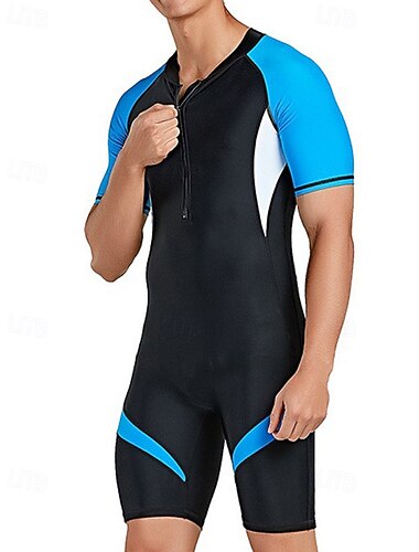  Voor heren Rashguard voor het hele lichaam Duikpak Zwempak Kleurblokkering UV-Bescherming Lichtgewicht Korte mouw Duikpakken Surfen Kanoën Snorkelen Zomer