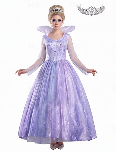  Bruxa Mágica Fantasia Princesa Conto de Fadas Boa Bruxa Fantasia fantasia Vestido de Baile vestidos de tule Fantasia de Carnaval Traje Cosplay for Mulheres Adulto Dia Das Bruxas Semana do Livro Festa