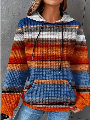  Damen Kapuzenpullover Kordelzug Grafik Batik Aktiv Vintage Streetwear Langarm Mit Kapuze Normale Oberteile Lässig Straße Alltagskleidung Blau Purpur Orange Grün Frühling Herbst Winter