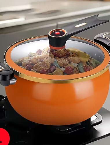  1 st. knubbig mikrotrycksgryta hushåll 7l stor kapacitet 26cm gryta multifunktionell non-stick gryta induktionshäll gas lämplig