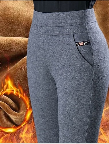  Naisten Lounge-fleecehousut Suoralahkeiset housut Taskut Tuulenkestävä Lämmin Korka vyötärö Kuntosali Ulkoilu Juoksu Alaosat Yhtenäinen väri Laivaston sininen Harmaa Urheilu Urheiluvaatteet Tiukka