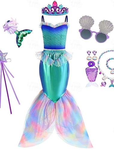  حورية البحر أميرة ارييل زي تأثيري ملابس الكوسبلاي for للفتيات للأطفال حفلة تنكرية