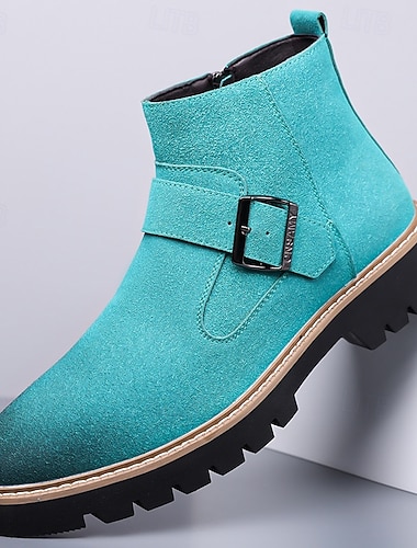  Botas Chelsea masculinas turquesa – elegantes e duráveis, ideais para passeios casuais de inverno e atividades ao ar livre.