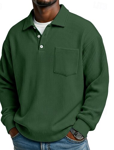  رجالي قميص مضلع قمصان البولو فضفاض الرياضة Lapel كم طويل موضة أساسي ألوان متناوبة جيب Buttons الخريف ربيع & الصيف خريف & شتاء عادي أسود رمادي أزرق فاتح أزرق البحرية أخضر كاكي قميص مضلع