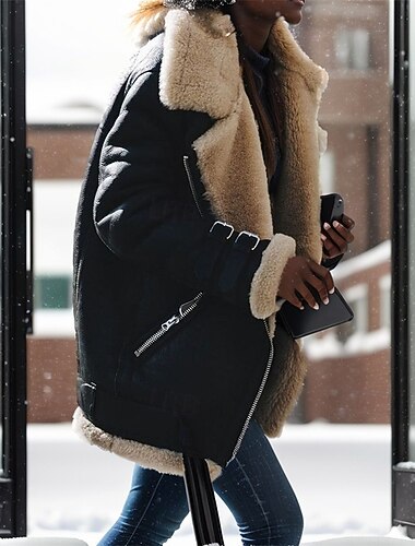  Γυναικεία Χειμερινό παλτό Παλτό Faux Fur Αντιανεμικό Διατηρείτε Ζεστό Blană Curată Φερμουάρ Τσέπη Κομψό Βίντατζ Μοντέρνα Κλασσικό Συμπαγές Χρώμα ΕΞΩΤΕΡΙΚΟΥ ΧΩΡΟΥ Διακοπές Σπίτι Δρόμος Κανονικό