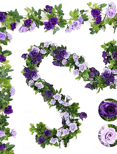  Ghirlanda di rose artificiali da 240 cm/23,7 piedi, finte viticci, piante floreali in seta appese, per decorazioni ad arco per matrimoni, feste, casa, giardino, hotel, ufficio, decorazioni murali