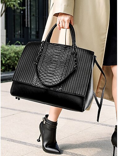  בגדי ריקוד נשים תיק יד תיק קרוסבודי תיקי צד עור PU מִשׂרָד קזו'אל יום האם רוכסן קיבולת גבוהה עמיד למים Multi Carry צבע אחיד תנין שחור חום חאקי