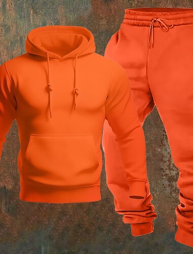  Homens Conjuntos correspondentes Azul Moletom com capuz Calças Esportivas Corredor Calças Conjuntos Manga Longa Com Capuz Ao ar livre Férias Tecido Bolsos 2 Peças Poliéster Primavera