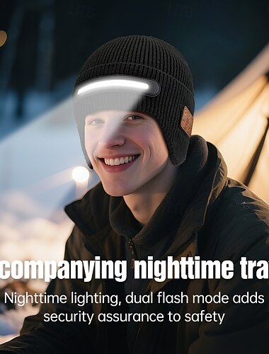  Chapeau de musique tricoté Bluetooth sans fil nouveau chapeau lumineux d'extérieur avec LED chapeau sans fil Bluetooth avec écouteurs de musique intégrés rechargeable par USB alimentation par