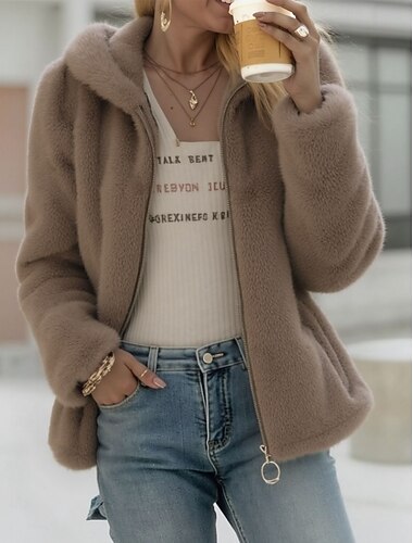  Damskie Płaszcz zimowy Kurtka polarowa Kurtka Sherpa Wygodny Kieszeń Elegancja Śłodkie Plusz Jednokolorowe Szkoła Na zewnątrz Urlop Dom Regularny Kaptur Luźna Długi rękaw Odzież wierzchnia Czarny