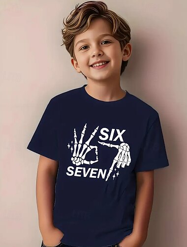  Natale Unisex Ragazzi 3D Grafico Gergo divertente 67 Maglietta Manica Corta Stampa 3D Estate Primavera Sport Moda Streetwear Bambini 4-12 Anni Girocollo All'aperto Casuale Quotidiano Vestibilit