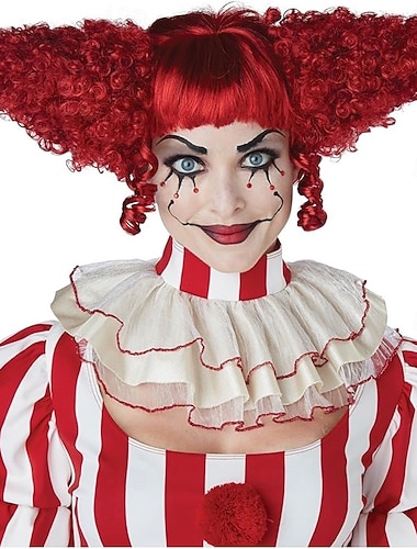  Perruque de carnaval 2026 Rouge Bouclé Mi-long Perruque synthétique de festival Mardi Gras Parade Coiffure de costume de cosplay pour Femmes