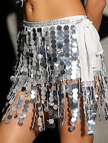  Samba Dancewear Magdans Midjeband Paljetttassel Höftband Kort Kjol Sexig Nattklubbsuppträdande Outfit Indisk Dans Höftband Uppträdande Kostym