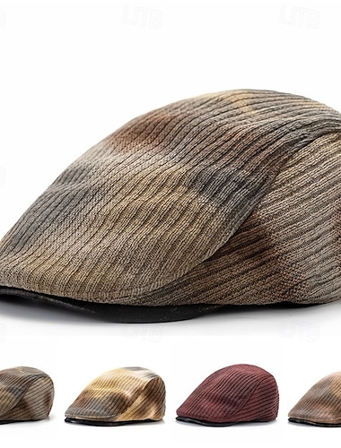  בגדי ריקוד גברים כובע מצחייה שטוח אסקוט כובע כובע ניוזבוי אודם חאקי פּוֹלִיאֶסטֶר סרוג אופנתי יום יומי רחוב יומי דפוס מתכווננת קרם הגנה נושם