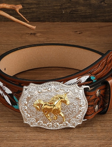  Herren Gürtel Automatische Schnalle Schnelle Veröffentlichung PU-Leder Legierung Vintage Langlebig Verstellbar Pferd Braun Kaffee Outdoor Täglich Taillengürtel