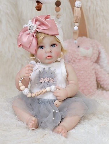  Куклы-реборн - 22-дюймовая кукла-младенец с мягким телом, реалистичная, милая, бодрствующая, с кудрявыми светлыми волосами, куклы-реборн из силикона, настоящие куклы-младенец с подарочной коробкой для