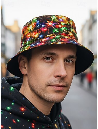  Weihnachts-Sonnenhut für Herren – verschiedene Farben, LED-Lichtdruck, Polyester, perfekt für die Feiertage und festliche Partys