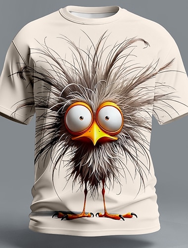  Herren Vogel Mürrisch T Shirt Kurzarm T-Shirt 3D-Druck Rundhalsausschnitt Hemd Übertrieben Designer Party Ferien Blau Schwarz Gelb Sommer Frühling Bekleidung S M L XL XXL XXXL