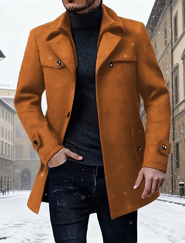  Per uomo Cappotto Invernale Cappotto di lana Cappotto Trench lungo Trench All'aperto Casuale Autunno Inverno Misto lana Calore Termico Capispalla Abbigliamento Elegante Moda Semplice Tasca Collo