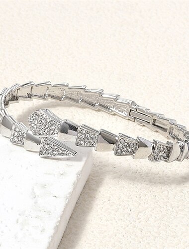  Zirkonium Retro Slange Elegant Mote Personalisert trendy Chrome Armbånd Smykker Sølv / Gull Til Bryllup Fest Engasjement Skoleball