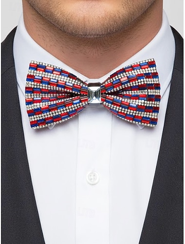  Kristallfliege für Herren zu Weihnachten, mehrfarbig, festlicher Stil mit Strass- und Perlenbesatz, perfekt für Weihnachtsfeiern und formelle Anlässe.