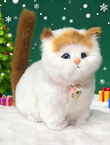  Ideelle julegaver barnebarn jenter gutter søt simulert dyredukke plysj katt leketøy med lyd barne leketøy dekorasjoner kosedyr