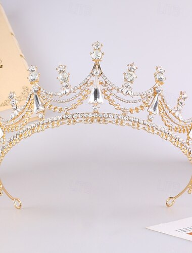  Crown Tiaras Hodepryd Legering Bryllup Bursdag Elegant Med Krystall Hodeplagg Hodeplagg