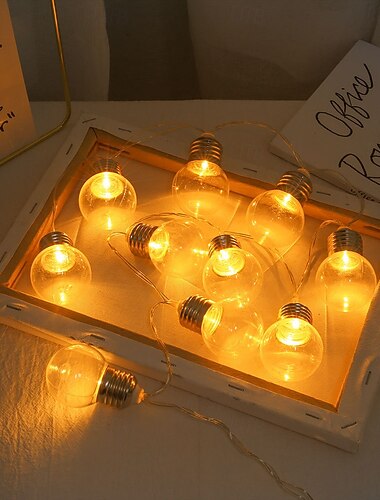  Witte Sferische Lamp Snoer Lichten 3m 20LEDs Batterij USB Voeding voor Boom Bruiloft Familie Tuin Feest Buiten Binnen Warm Wit Vakantie Verlichting Decoratie