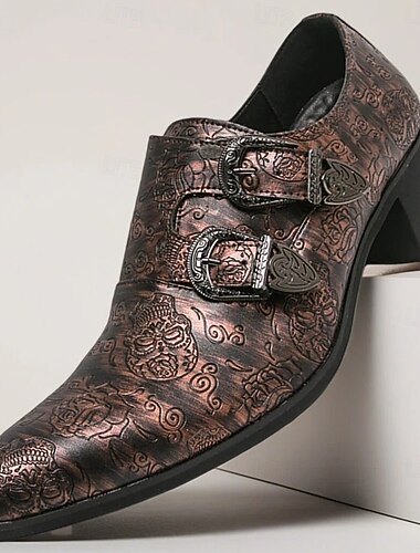  Herresko i brunt kunstskinn med dobbel munkreim – elegante pensko til bryllup og formelle anledninger