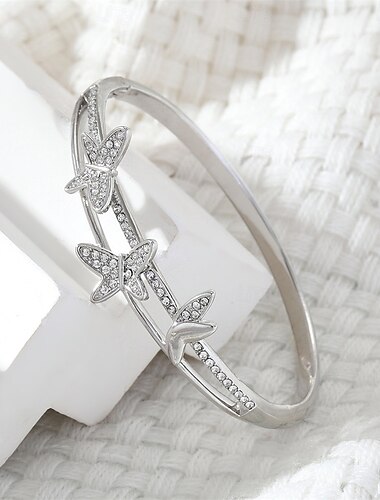  Zirkonium Klassisk Sommerfugl Elegant Mote Enkel Luksus Chrome Armbånd Smykker Sølv / Gull Til Bryllup Fest Engasjement Skoleball