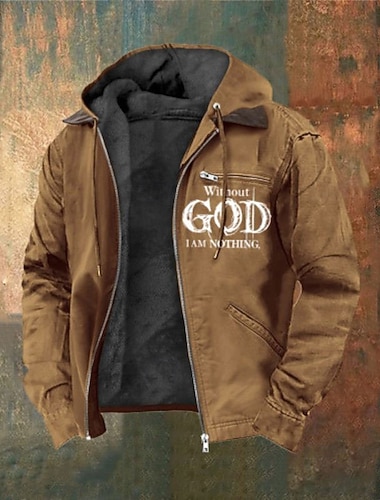  Homens Full Zip Hoodie Casaco de lã Moletom de lã Preto Verde Tropa Azul Marinha Marron Café Com Capuz Letra Zíper Bolsos Casual Diário Para Noite Poliéster Roupa de rua Retro Casual Outono Inverno