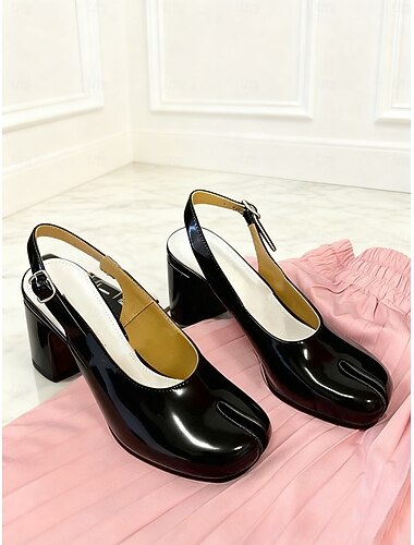  حذاء نسائي بكعب مفتوح من الأمام وكعب سميك منقوش بنقشة جلد التمساح باللون الأسود - أنيق وعصري على طراز تابي للعمل والمناسبات الرسمية