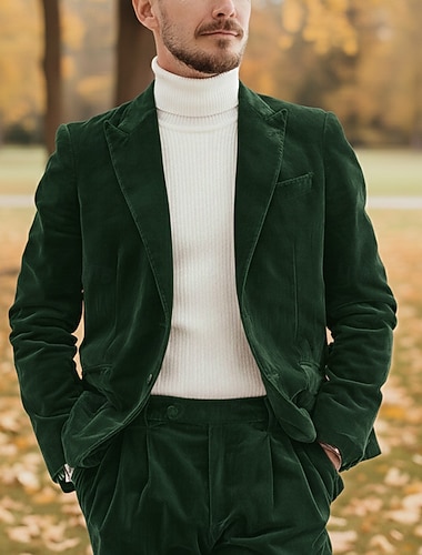  אנשיו של עֵסֶק קזו'אל חליפת קטיפה דש רשמי פול בורגנדי אופנתי יומי אחיד גזרה מחוייטת סט 2 חלקים שני לחצנים עם חזה יחיד