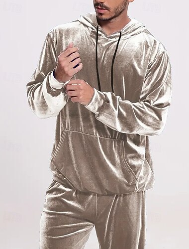  בגדי ריקוד גברים אימונית סט תלבושות סט קפוצ'ונים הסווטשרט בָּחוּץ יומי ספורט שרוך כיס אחיד יין אדום שחור כחול רויאל פוליאסטר לבוש אקטיבי אופנתי סגנון רחוב אביב