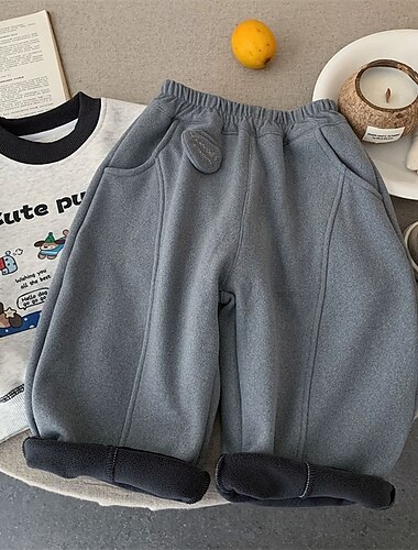  Παιδιά Αγορίστικα Παντελόνι Αθλητικές Φόρμες Παντελόνι Fleece Παντελόνι Τσέπη Συμπαγές Χρώμα Διατηρείτε Ζεστό Άνεση Παντελόνι ΕΞΩΤΕΡΙΚΟΥ ΧΩΡΟΥ Αθλήματα Μοντέρνα Βασικό Μαύρο Ανοιχτό Γκρι