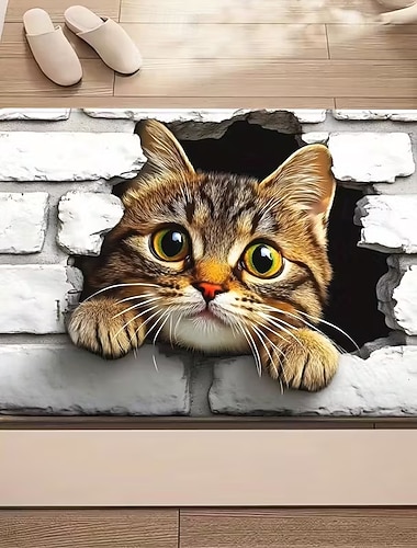  3D-Optische Illusion Fußmatte Visuelle Falle Fußmatte Rutschfest Wasserabsorbierend für Badezimmer Dusche Eingangsbereich Innen Außen Diatomaceous Earth Schnell trocknend Absorbierend 20 x 31 Zoll