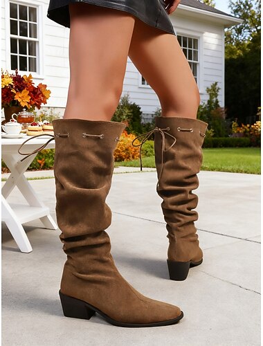  női térdig érő, laza csizma – stílusos western őszi és téli csizmák hétköznapi viseletre, partikra, utazáshoz és mindennapi viseletre
