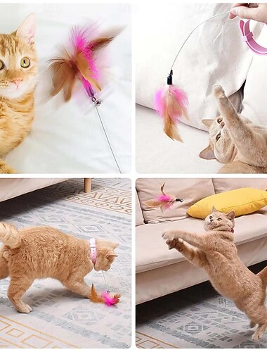  Kattenhalsband speelgoed, flexibel grappig speelgoed, interactieve toverstaf met bel, gekleurde bel voor binnen spelen