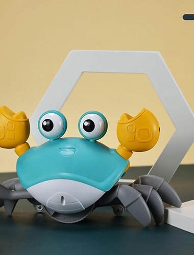  צעצוע לחיות מחמד צעצוע סרטן זוחל עם מוזיקה ותאורת LED לכלב צעצוע זחילה סרטן טעינה USB תינוק צעצוע זוחל אוטומטית הימנעות ממכשולים