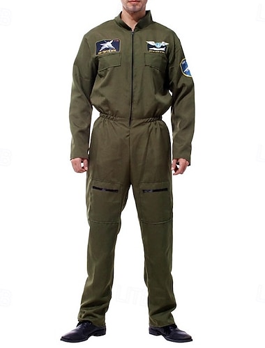  Ausgefallene Kostüme Overall Uniform Pilot Astronaut Cosplay-Kostüm Erwachsene Herren Halloween Karneval Party Leistung Verkleiden