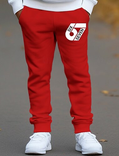  Uniseks Jongens 3D Grafisch 67 Broek Joggingbroeken Lente Herfst Streetwear Basic Kinderen 4-12 jaar Buiten Urheilu Casual Normale pasvorm