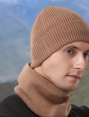  Gorro de inverno masculino, gorro de malha para clima frio, forrado com lã, quente e estiloso para adultos, ideal para esquiar, fazer caminhadas e usar no dia a dia.