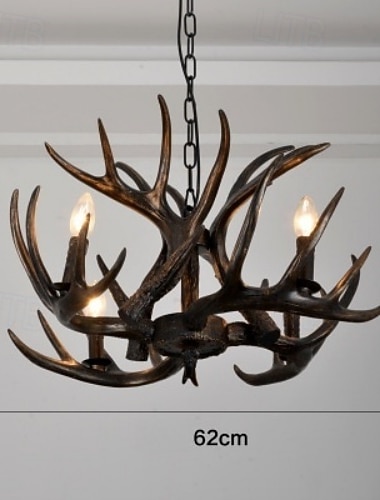  Antiker Kerzenleuchter aus Harz mit Geweih-Motiv, 4/6/9 Leuchten