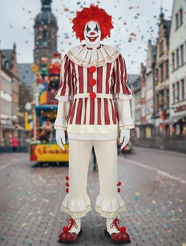  Clown Pennywise Carnaval Costume Il Horreur Déguisement effrayant Adulte Homme Femmes Halloween Carnaval Performance Soirée Costume de carnaval facile Se déguiser