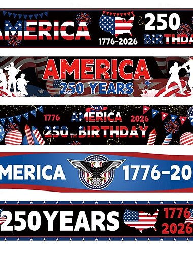  Banner del 250° anniversario 120" x 20" America 1776-2026 USA 250 anni compleanno libertà mappa americana forniture per feste patriottiche decorazioni per la casa per Semiquincentennial
