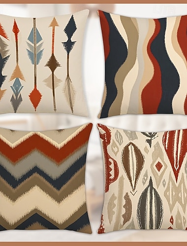  Geometryczny wzór, cyfrowy nadruk, lniane poszewki na poduszki, nowoczesny styl, dekoracyjna poszewka na poduszkę do sofy, sypialni, salonu, wystroju domu