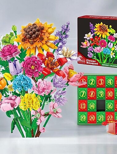  karácsonyi visszaszámlálás virágcsokor építőkockák 24 napos adventi naptár meglepetés rolós doboz gyerekeknek felnőtteknek ünnepi barkács ajándék