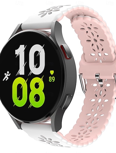  Pasek do zegarka na Samsung Galaxy Watch 7/6/5/4 40/44mm, Watch 6 Classic 43/47mm, Watch 4 Classic 42/46mm Silikon Zastąpienie Pasek Regulowany Nowoczesna klamra Kwiatowy nadruk Mankiet