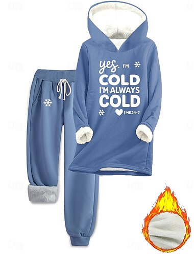  Γυναικεία Ζεστό Καθημερινά Σετ δύο τεμαχίων Φόρμα Σετ παντελονιών Μακρυμάνικο Με Κουκούλα Γραφική Γράμμα Κορδόνι Στάμπα Causal Καθημερινά Θαλασσί Ανθισμένο Ροζ Γκρίζο Φθινόπωρο Κανονικό