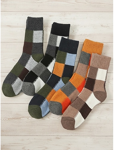  Calcetines de algodón para hombre, paquete de 5 pares, múltiples opciones de colores y diseños, cómodos y elegantes para uso diario e invierno.